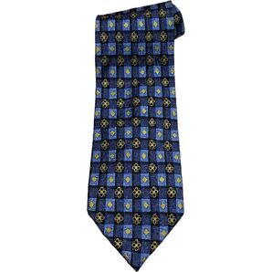 MADE IN ITALY製 Ermenegildo Zegna 小紋柄 ブロックチェック シルクネクタイ ネイビー エルメネジルドゼニア イタリア製 ブランドネクタイ