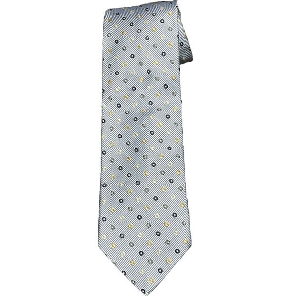 MADE IN ITALY製 Ermenegildo Zegna ドット柄 レジメンタルストライプ シルクネクタイ ライトブルー エルメネジルドゼニア イタリア製