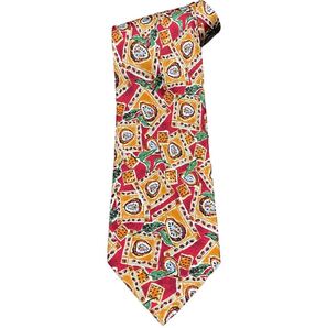 MADE IN ITALY製 Ermenegildo Zegna 総柄 シルクネクタイ レッド×オレンジ エルメネジルドゼニア イタリア製 ブランドネクタイ ゼニア