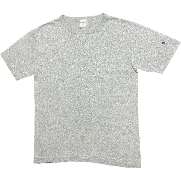 MADE IN USA製 Champion T1011 ヘビーウェイト ポケット付き半袖Tシャツ 杢グレー Mサイズ チャンピオン アメリカ製 米国製 Tシャツ グレー