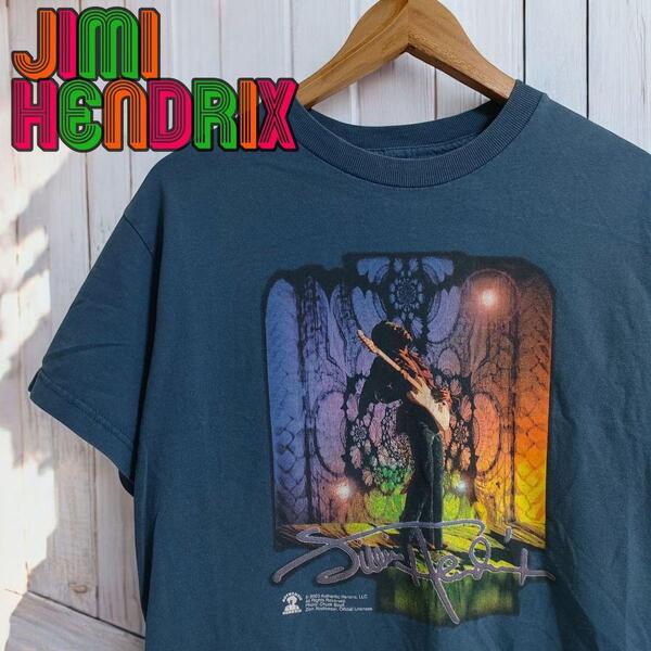 『良品』 JIMI HENDRIX ジミ・ヘンドリックス ZION 2003年 コピーライト 両面プリント バンドTシャツ バンT ネイビー×マルチカラー M程度