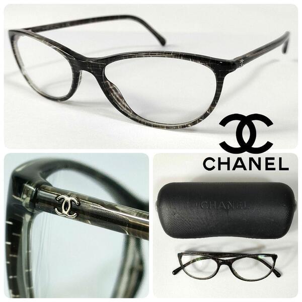 『極美品』 CHANEL シャネル ココマーク グラデーション ラメ 度入りメガネ 伊達メガネ サングラスフレーム