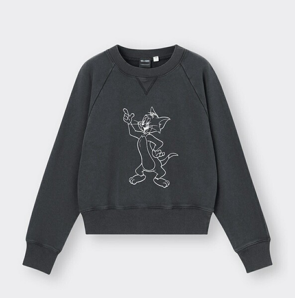 XL 新品 トムとジェリー スウェット プルオーバー ダークグレー(トム 長袖 トレーナー GU トムジェリ TOMandJERRY ヴィンテージ風 送料無料