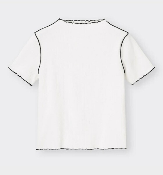 3XLサイズ 新品 リブバイカラー メローコンパクトTシャツ オフホワイト 白 半袖 GU ジーユー 送料無料 大きいサイズ 4L