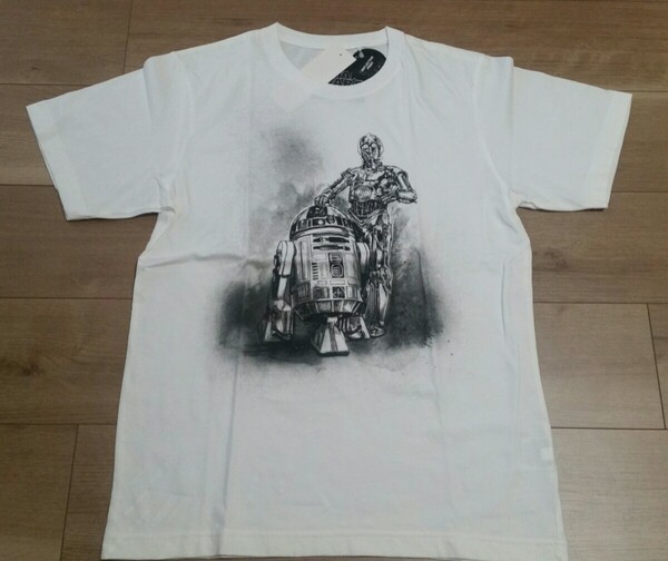 メンズ Mサイズ 新品 スターウォーズ STAR WARS R2-D2 C-3PO ユニクロ UT ホワイト 半袖 Tシャツ 綿100 uniqlo 反射加工 男女兼用 送料無料