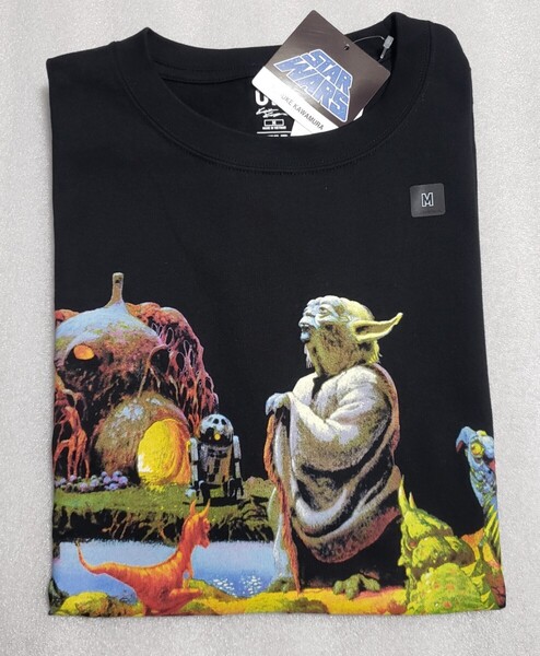 Mサイズ 新品 スターウォーズ 帝国の逆襲 ヨーダ STAR WARS ユニクロ UT ブラック オーバーサイズ 半袖 黒 Tシャツ 綿100 uniqlo 河村康輔