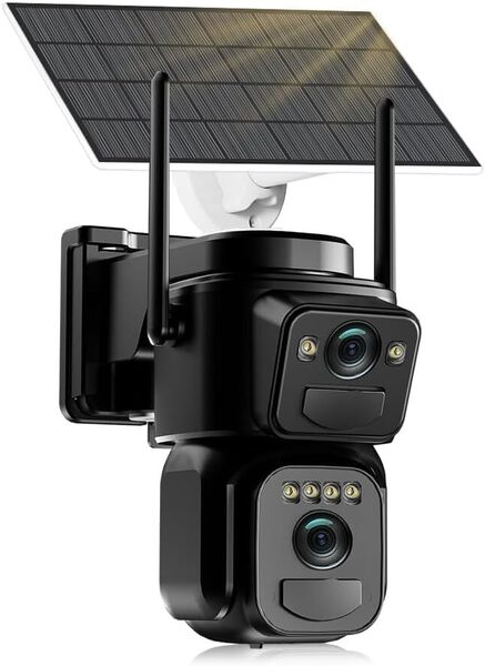 防犯カメラ 2.4G/5GHZ WIFI 屋外 ソーラー 自動追尾 二つ監視画面 屋外 ソーラー PIR 動体検知 声光威嚇 屋外 工事不要 360° A686