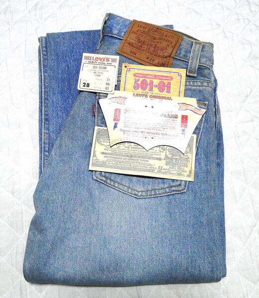 90's デッドストック Levi's リーバイス 501-0000 W28 L36 ストーンウォッシュ ジーンズ 送料込