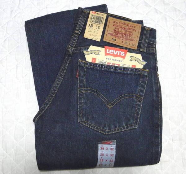 90's デッドストック Levi's リーバイス 557-0207 W28 L32 リラックスフィット ジーンズ 送料込