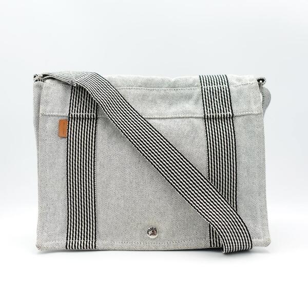 未使用級 HERMES エルメス ニューフールトゥ バサスPM ショルダーバッグ グレー キャンバス メンズ レディース メッセンジャーバッグ