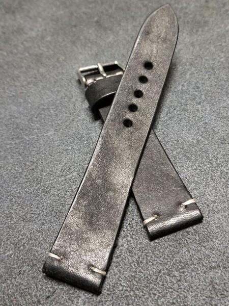 20mm イタリアンオイルレザー マルゴー革 時計ベルト ブラック