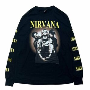 新品 ロングTシャツ ニルヴァーナ 長袖T バンドT ロックT 黒 L メンズ