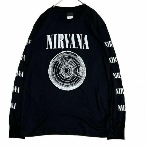新品ニルヴァーナ ニルバーナ サークルロゴ ロングTシャツ ロンT 長袖 黒L メンズ