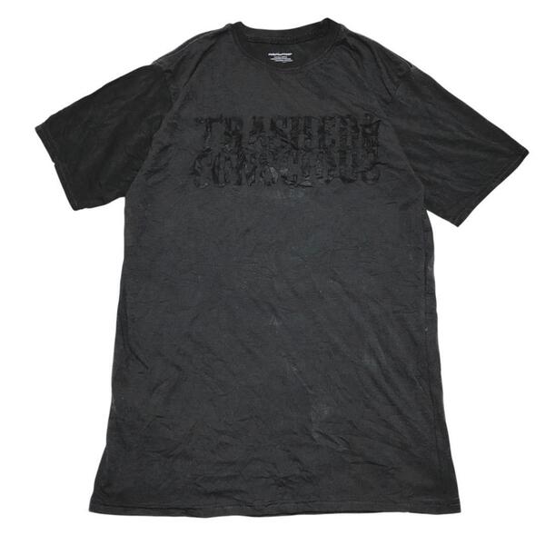 US古着 半袖Tシャツ ロゴT ダークグレー ビッグロゴ 夏物古着i80① M〜L相当