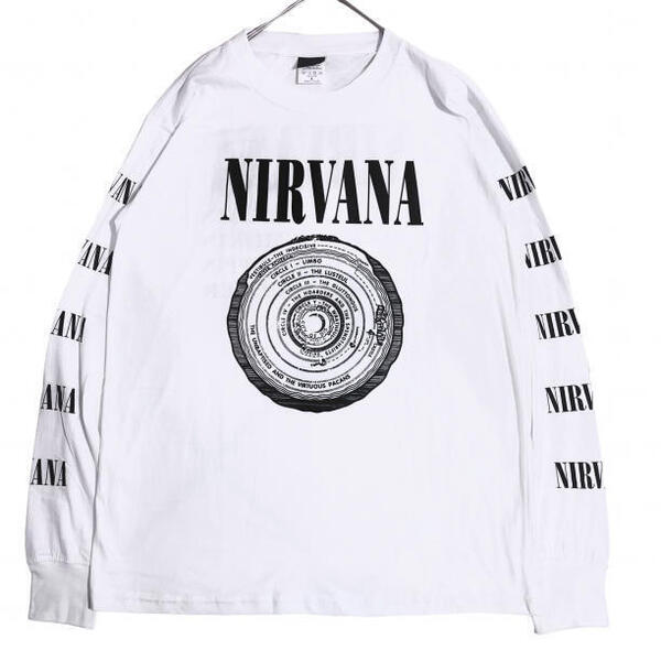 新品長袖 ニルヴァーナ ニルバーナ サークルロゴ ロングTシャツ ロンT 長袖 白XL メンズ レディース