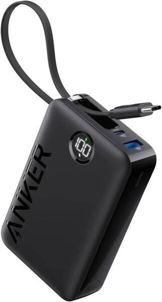 未使用 Anker Power Bank (20000mAh, 22.5W, Built-In USB-C ケーブル) (20000mAh LEDディスプレイ搭載 )【PSE技術基準適合】A1647N11