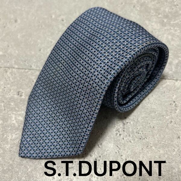 エス.テー.デュポン S.T.DUPONT ネクタイ シンプル ブルー系 シルク100% 7430FH