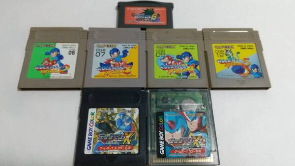 【送料込み】GBA ロックマンエグゼ6電脳獣グレイガ ロックマンワールド2 & 3 & 4 & 5 X & X2 簡易消毒済み カプコン 色焼け