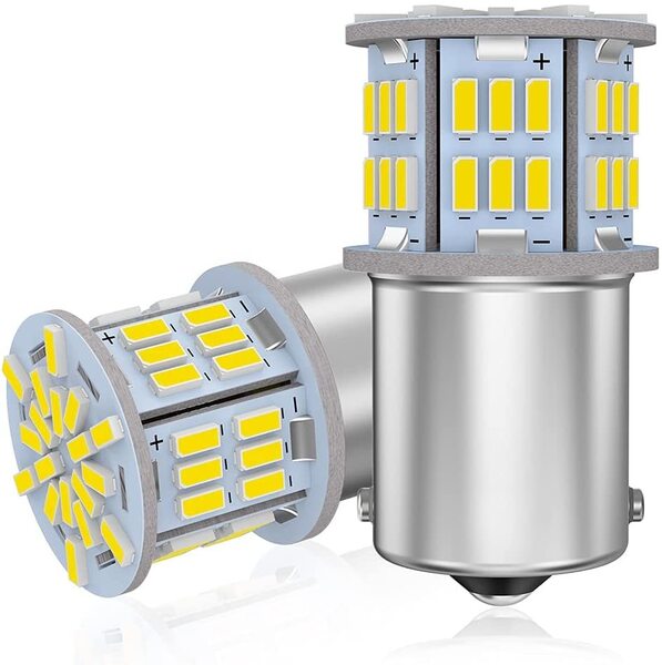 『送料無料』12V-24V車用 S25 シングル球 BA15S P21W G18 LEDバルブ LEDライト ランプ54連3014SMD 汎用 変換 ホワイト 2個 白 GO