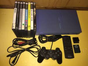 PS2 SCPH-39000TB 本体一式 ソフト7本+DVD 動作品 トイズブルー まとめ キングダムハーツ 聖剣伝説4 ロマンシングサガ