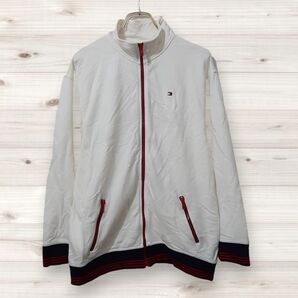 D0111 トミーヒルフィガー TOMMY HILFIGER ブルゾン ジャンパー アウター 上着 (M) 白 ロゴ