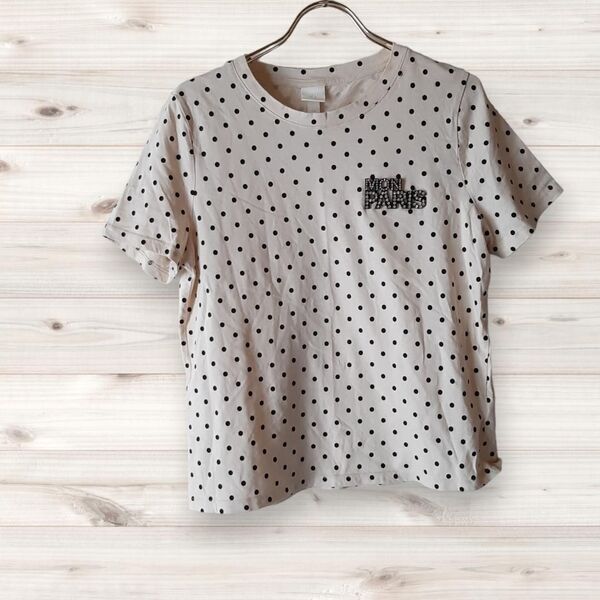 A0719 エイチアンドエム H&M Tシャツ 半袖 (S) 水玉 総柄