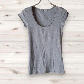 A0728 ザラ ティーアールエフ ZARA TRF Tシャツ 半袖 (グレー)