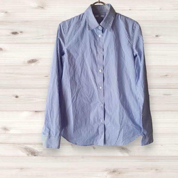 A0740 ユニクロ UNIQLO 長袖シャツ (M) ストライプ 総柄