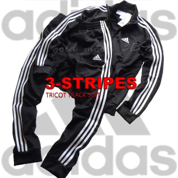 ■新品タグ付■adidas MENS:2XL=XO 3L トラックスーツ 3-STRIPES TRICOT TRACK SUIT アディダス 上下セット セットアップ 黒 ジャージ