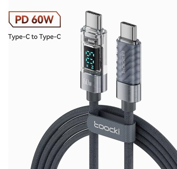 【送料込】2本セット toocki type c-c PD 急速充電ケーブル60W グレー