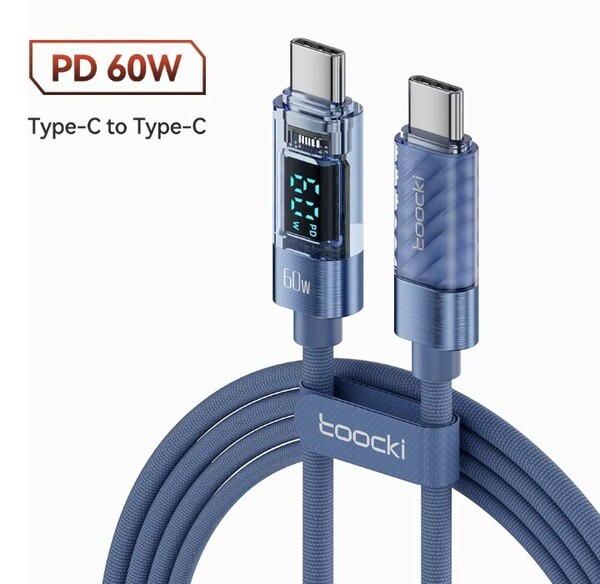 【送料込】toocki type c-c PD 急速充電ケーブル60W ブルー 2本セット