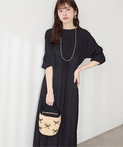 送料無料 natural couture ナチュラルクチュール ドロストリボン デザインワンピース 前後2way