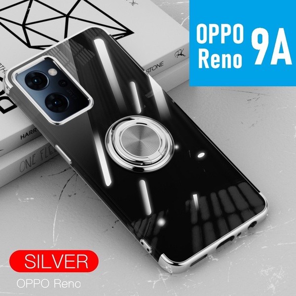 OPPO Reno9A スケルトン リング スマホケース シルバー(ゆうパケ)
