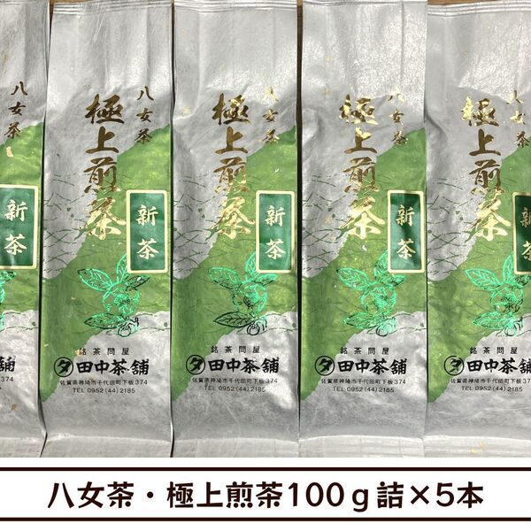 【送料無料】令和7年産新茶!八女茶・極上煎茶100g詰×5本(福岡県産)