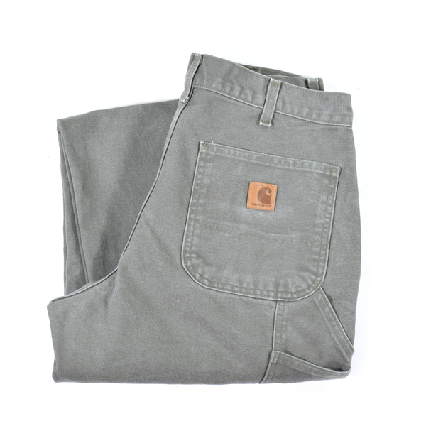 【送料無料】00S カーハート メキシコ製 ペインターパンツ ダック地 モスグリーン CARHARTT W32 古着 @EZ0819
