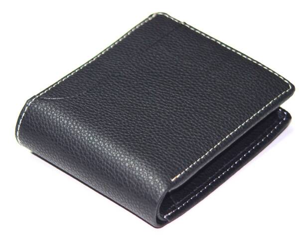 【1点限り赤字大特価】【送料込み】【期間限定】【新品】【税込み】シープスキン 羊革 BOX型小銭入れ付 シンプルショートウォレット 黒