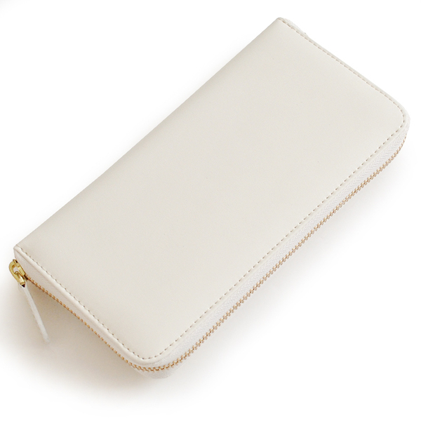 【物価高応援タイムセール】【送料込み】【期間限定】【新品】【税込み】牛革オールホワイト仕上げ☆男女兼用☆ラウンドロングウォレット白