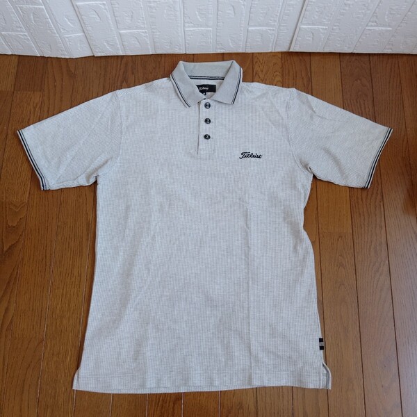 K-591【中古】Titleist Golf タイトリストゴルフ ゴルフウェア 半袖 ポロシャツ メンズ サイズ M グレー黒