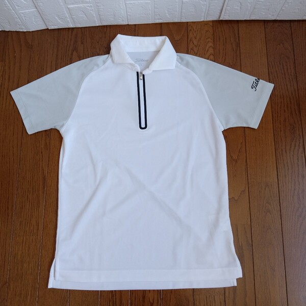 1915【中古】Titleist Golf タイトリストゴルフ ゴルフウェア 半袖 ポロシャツ メンズ サイズ S 白グレー黒