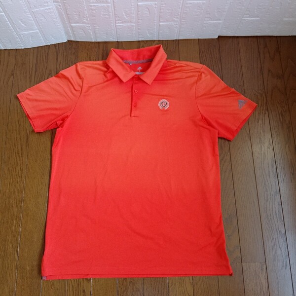 1924【中古】adidas golf アディダスゴルフ ゴルフウェア 半袖 ポロシャツ メンズ サイズ L オレンジ