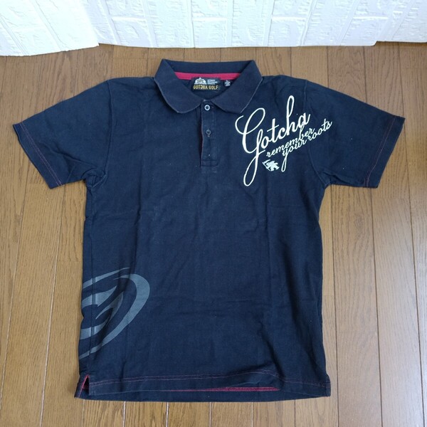 1937【中古】GOTCHA GOLF ガチャゴルフ ゴルフウェア 半袖 ポロシャツ メンズ サイズ L 黒刺繍入
