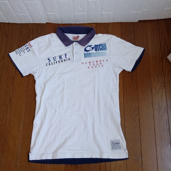 1940【中古】GOTCHA GOLF ガチャゴルフ ゴルフウェア 半袖 ポロシャツ メンズ サイズ XL 白