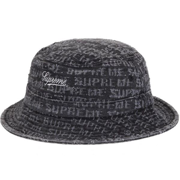 ★未使用★シュプリームSupreme Needle Punch Denim Crusher BlackS-MニードルパンチデニムクラッシャーハットHATブラック/黒SMALLデニム