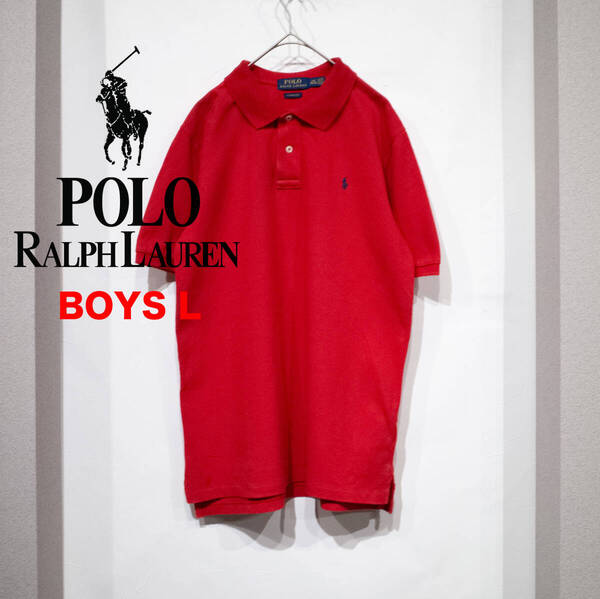 【キッズ/レディース】BOYS L(14−16) / POLO RALPH LAUREN ポロ ラルフローレン クラシックフィット 半袖 ポロシャツ 赤 レッド 古着