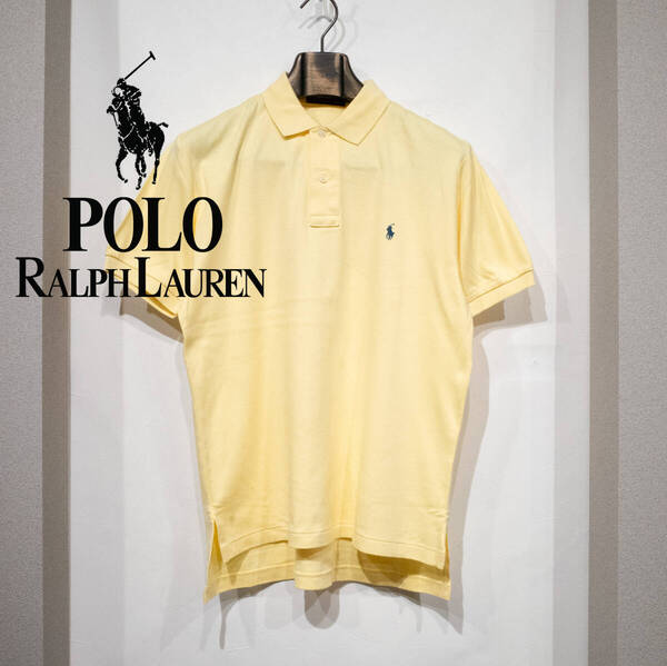 L / 90s POLO by RALPH LAUREN ポロ ラルフローレン 半袖 ポロシャツ 日本製 黄色 イエロー カットソー 古着 アメトラ ゴルフ メンズ