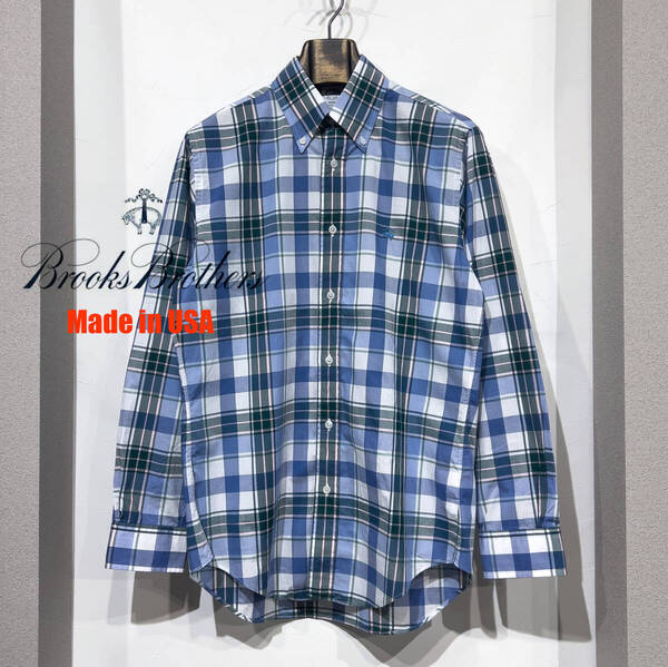 【USA製】M / Brooks Brothers REGENT ブルックスブラザーズ アメリカ製 チェック柄 B.D 長袖シャツ ブルー グリーン ピンク 古着 アメトラ