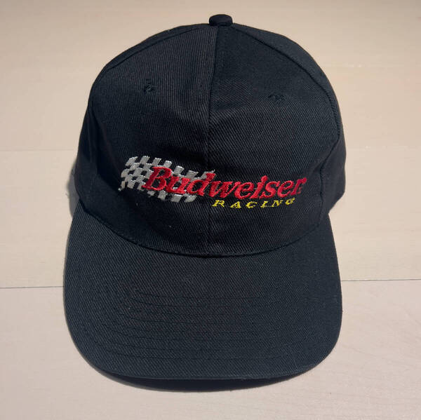 60cm〜61cm / Budweiser Racing バドワイザー レーシング キャップ 帽子 ブラック 黒 ロゴ刺繍 アメカジ