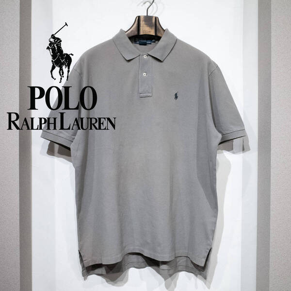 XL / 90s 00s POLO by RALPH LAUREN EXCLUSIVE OF DECORATION ラルフローレン 半袖 メッシュ ポロシャツ 鹿の子 グレージュ 古着