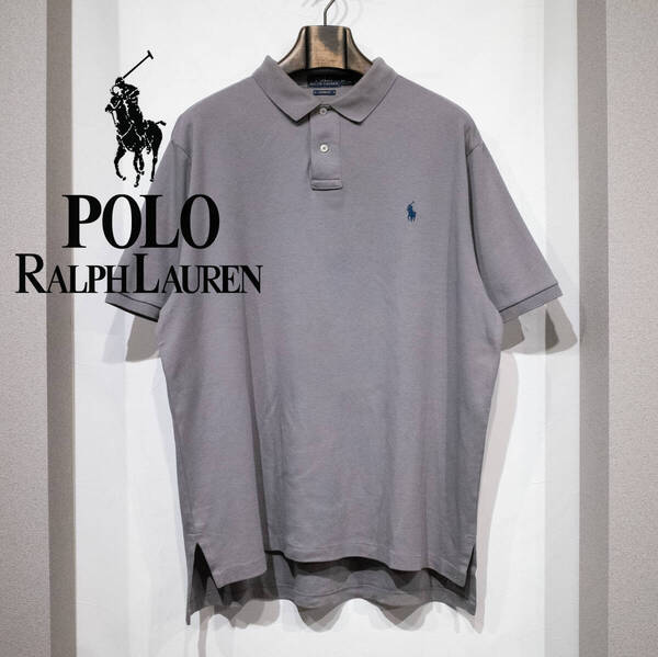 XL / POLO RALPH LAUREN ラルフローレン カスタムフィット 半袖 ポロシャツ グレー ペールカラー 古着 ブルーポニー 美品 メンズ