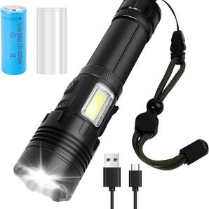 懐中電灯 LEDライト 強力 軍用 ハンドライト type-c USB充電式 5000mAh大容量 バッテリーモバイル 電源機能残量表示機能 白&赤ランプ